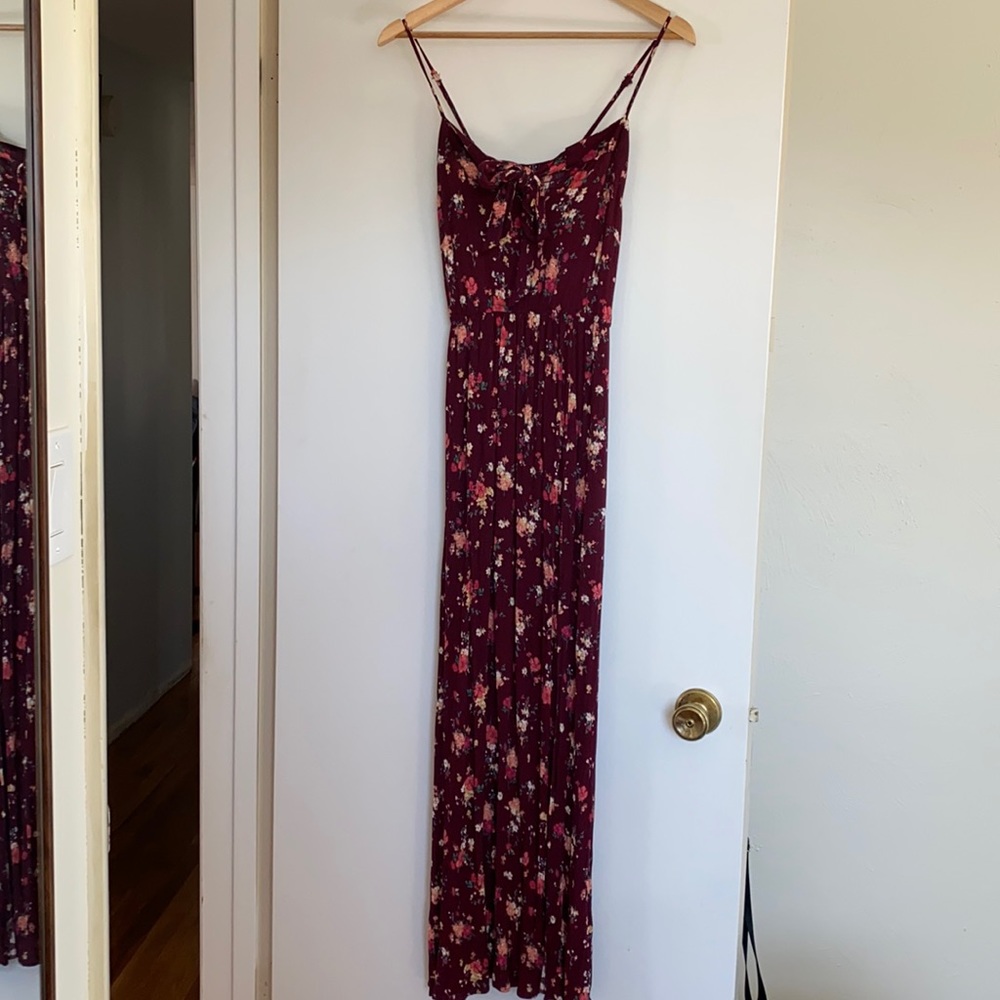 Maroon floral floor length dress from target (small)